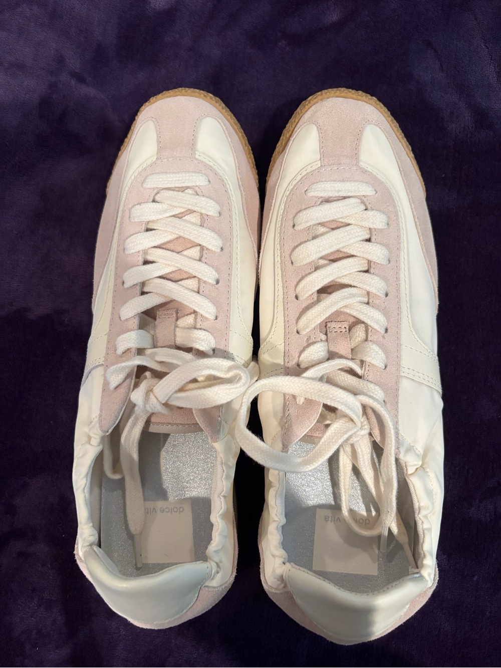 Dolce Vita Women's Pale Pink and Cream Suede-Laced Sneakers